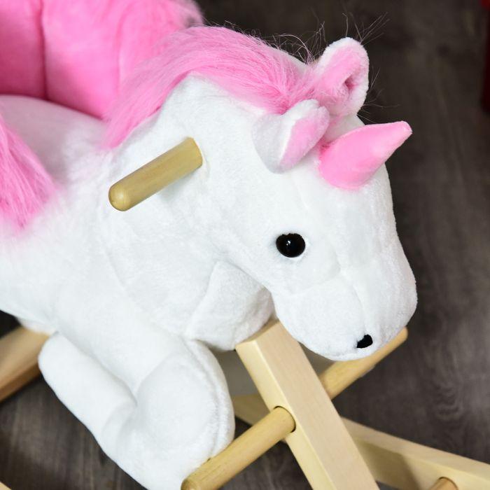 Immagine prodotto Swisshandel24 Cavallo a dondolo Animale a dondolo per bambini Rosa+Bianco 65 x 32 x 55 cm