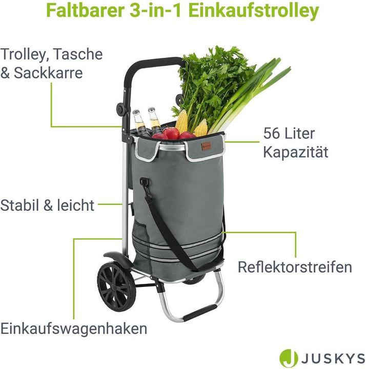 Image du produit Juskys Chariot à provisions 3en1