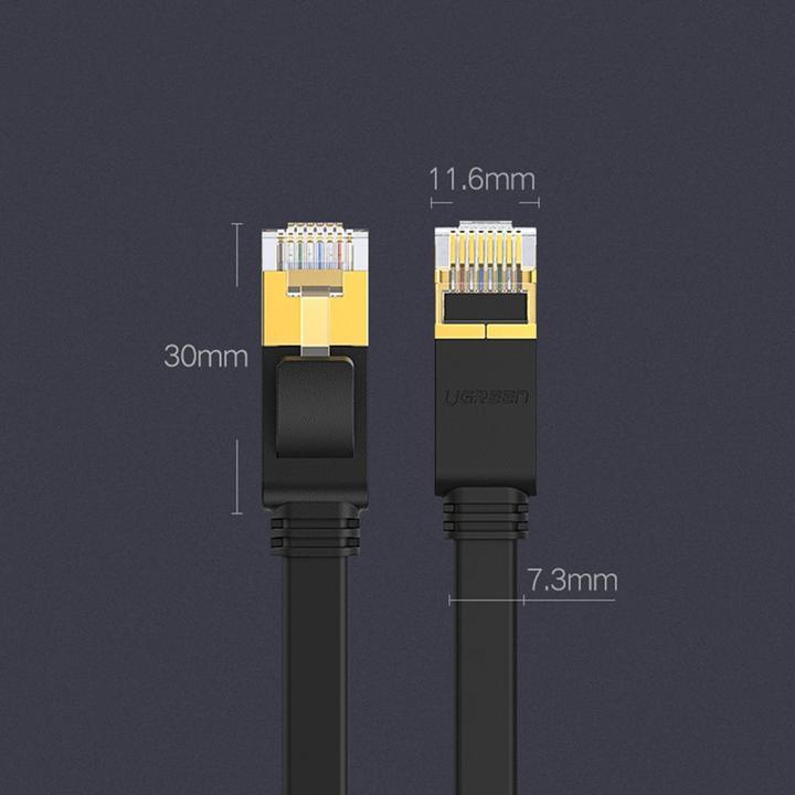 Image du produit Ugreen Câble réseau plat Ethernet RJ45, Cat.7, STP, 0.5m (Noir) (U/FTP, CAT7, 0.50 m)