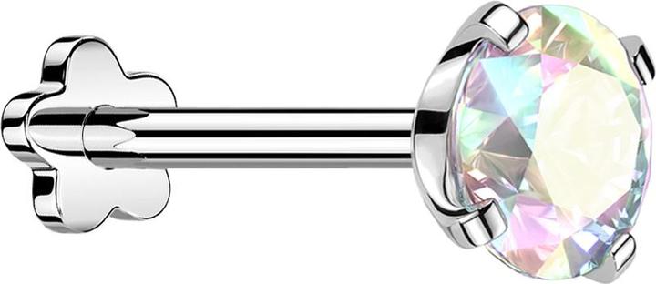 Produktbild Star Piercing Micro Threadless Labret Blume silber mit Kristall multicolor gefasst (Titan G23, ohne Messing)