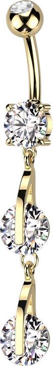 Immagine prodotto Star Piercing Banana placcata oro con due sfere di cristallo catena pendente in argento due cristalli (Ottone, Acciaio chirurgico 316L)