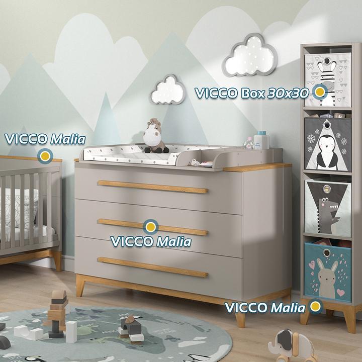 Actual product image VitaliSpa Changing dresser Malia, Cashmere oak, 133 x 98 cm XL with 3 drawers