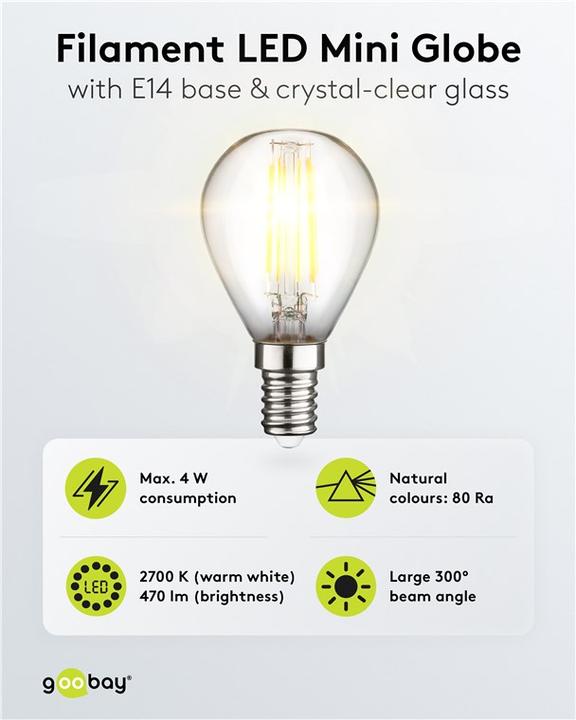 Produktbild Goobay Filament-LED-Mini-Globe, 4 W (E14, 4 W, 470 lm, 1 x, E)