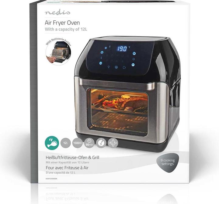 Actual product image Nedis Hot Air Fryer 12 l Timer: 60 min Digital Black (EU plug)