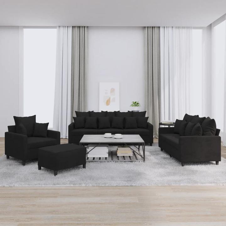 Image du produit VidaXL Ensemble de canapé Coussin Fauteuil Canapé Canapé design 4 pièces Noir Velours (3 places)
