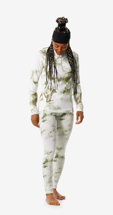 Produktbild Wedze Skiunterwäsche Funktionshose Damen - BL 500 Seamless grün/weiss mit Print (XS)