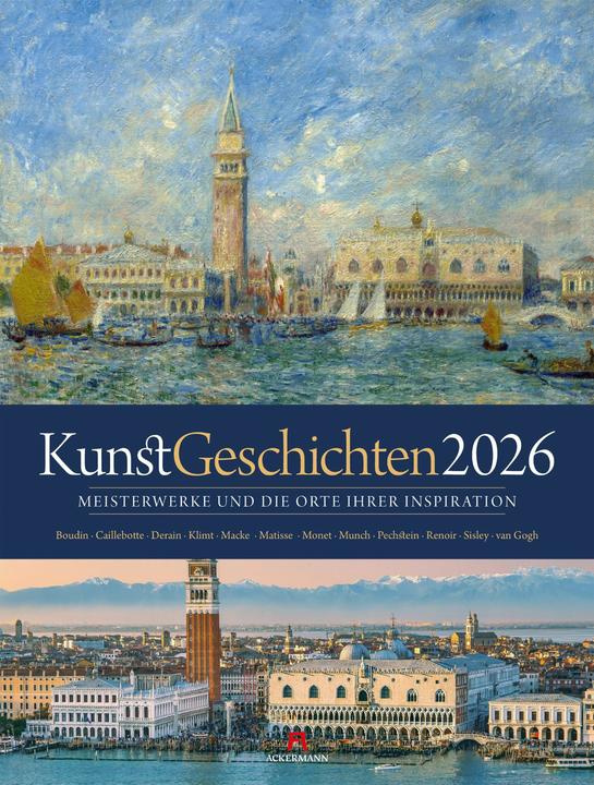 Actual product image KunstGeschichten - Meisterwerke und die Orte ihrer Inspiration Kalender 2026 (Hardcover, German)