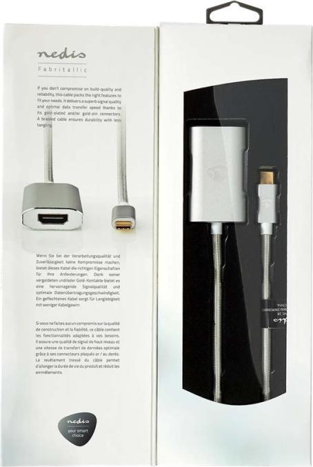 Produktbild Nedis CCTB64680AL20. Kabellänge: 2 m, Anschluss 1: HDMI Typ A (Standard), Anschluss 2: USB Typ-C. Menge p (2 m, USB Typ C, HDMI)