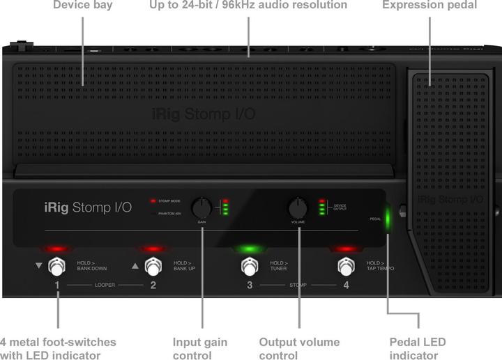 Productafbeelding IK Multimedia iRig Stomp I/O + AmpliTube 5 Bundel (USB)