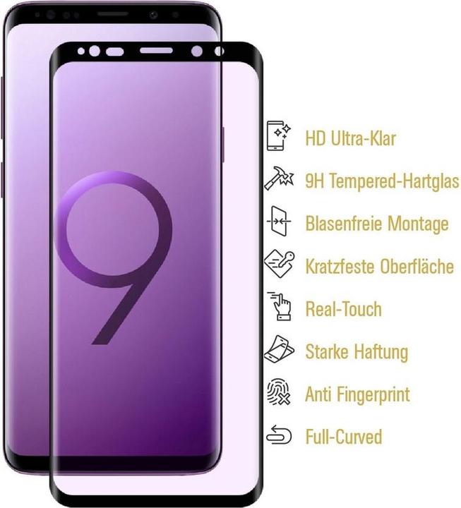 Produktbild Protectorking 3x echtes Tempered 9H Panzerhartglas 3D KLAR (3 Stück, Samsung Galaxy S9+)