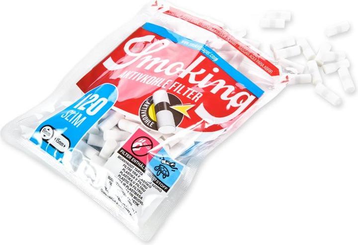Produktbild Smoking Slim Watte-Filter Classic Aktivkohle- 6mm - Einzelbeutel