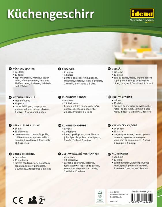 Nährwerte und Zutaten Idena Küchengeschirr Holz 13 Teile FSC100%
