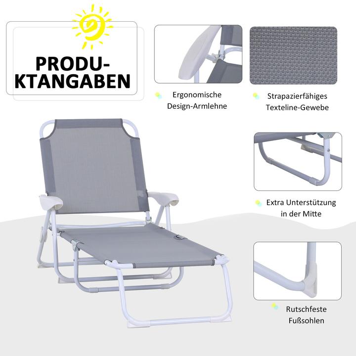 Immagine prodotto Outsunny Lettino prendisole con schienale regolabile (160 cm)