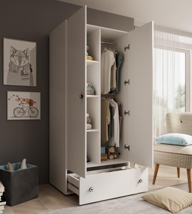 Produktbild ADRK Furniture Schrank Emily mit Drehtüren und einem griff in Form eines Balls (80 cm)