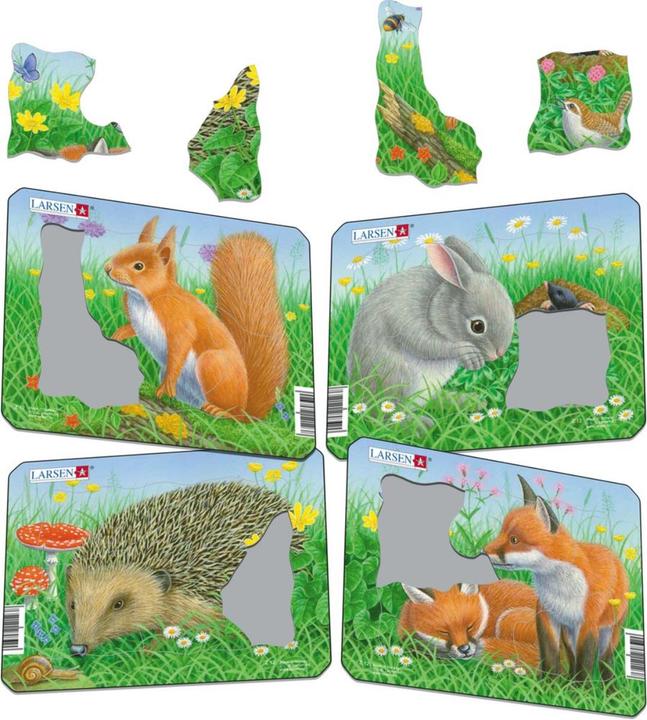 Actual product image Larsen Puzzle - Rabbit, Squirrel & co (Set of 4 Mini) (5 pieces)
