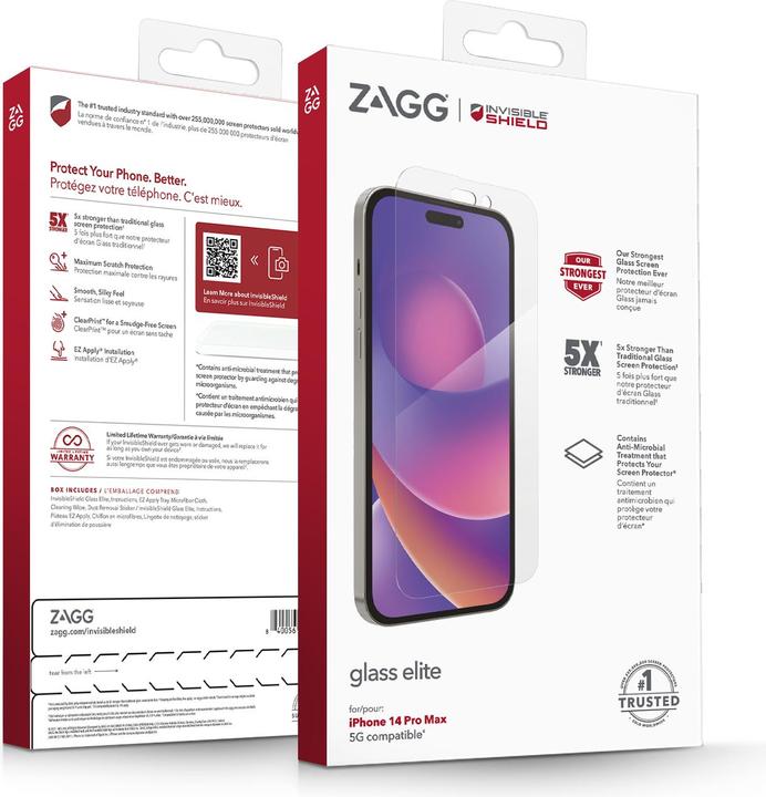 Produktbild Zagg InvisibleShield Glass Elite Screen Protector for iPhone 14 Pro Max (1 Stück, Apple iPhone 14 Pro Max)