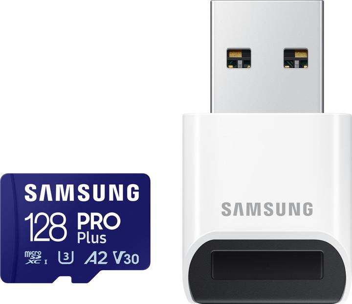 Image du produit Samsung PRO Plus avec lecteur de carte USB (128 Go, microSDXC, U3, UHS-I)