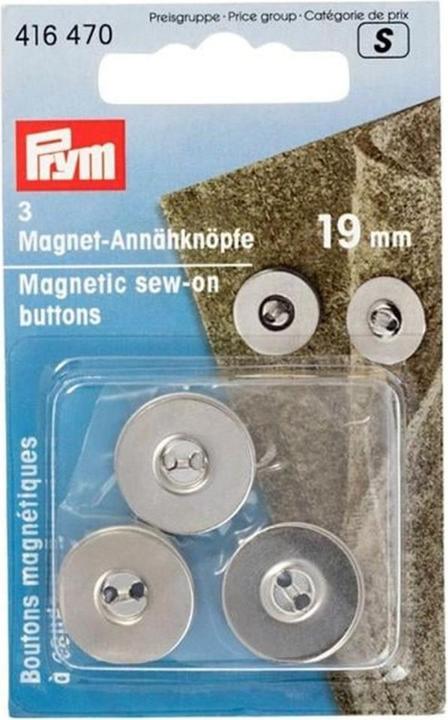 Produktbild Prym Magnet-Annähknopf, silber 19 mm, Karte 3 Stk.