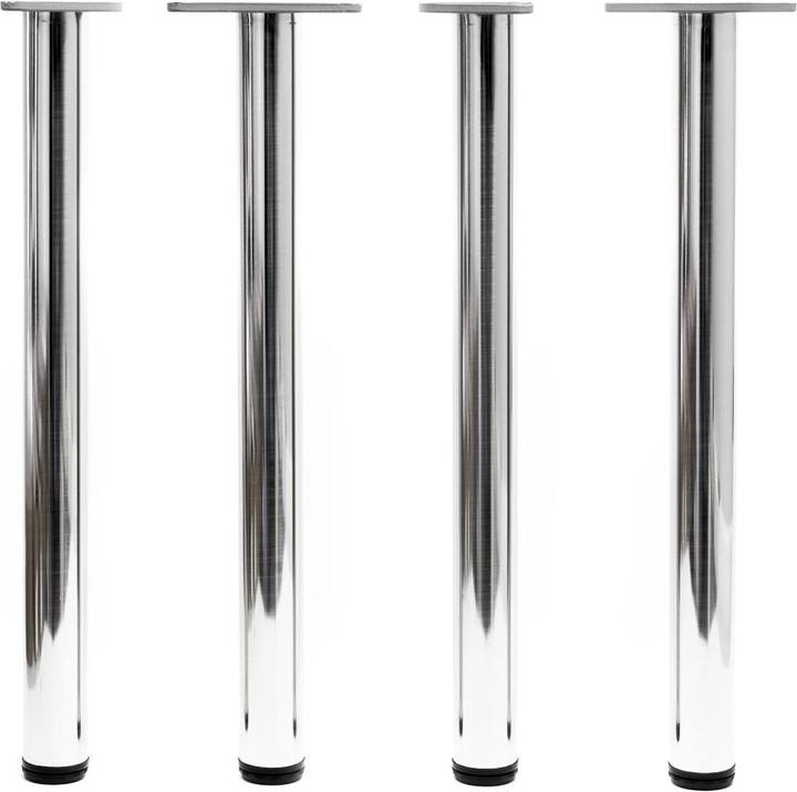 Actual product image Wiltec Stainless steel Table legs set of 4 Nickel Furniture foot adjustable Ø60mm 710mm