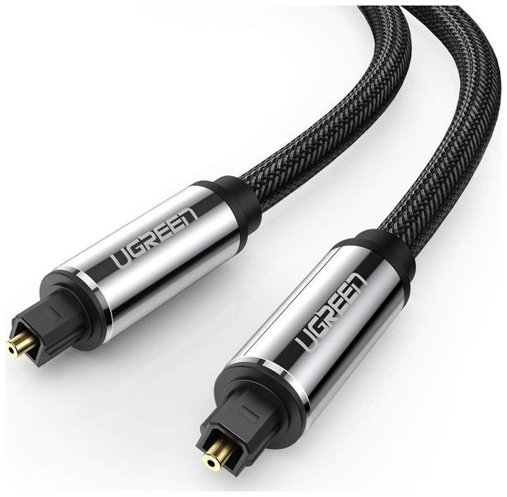 Actual product image Ugreen AV108 Toslink audio optical cable, braided aluminum, 2m (silver) (2 m, TOSLINK)