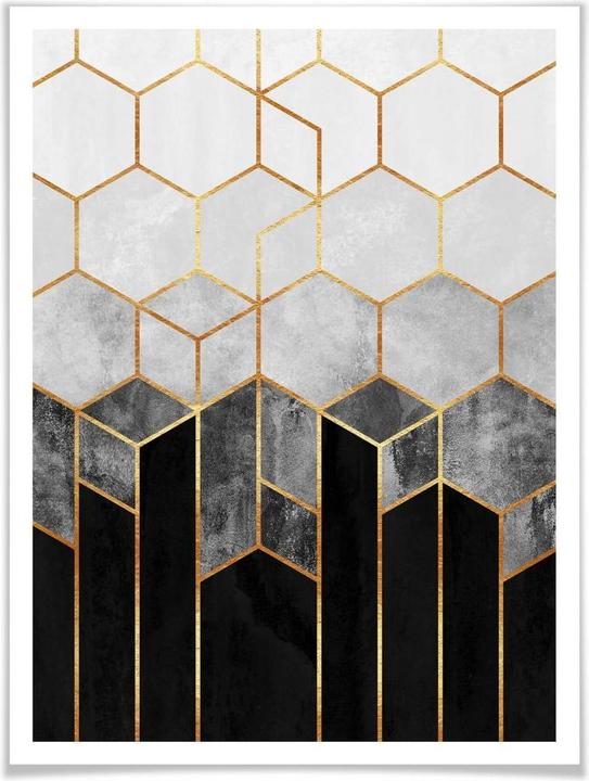 Produktbild Trenddeko Hexagone: Schwarz und Grau (60 x 80 cm)