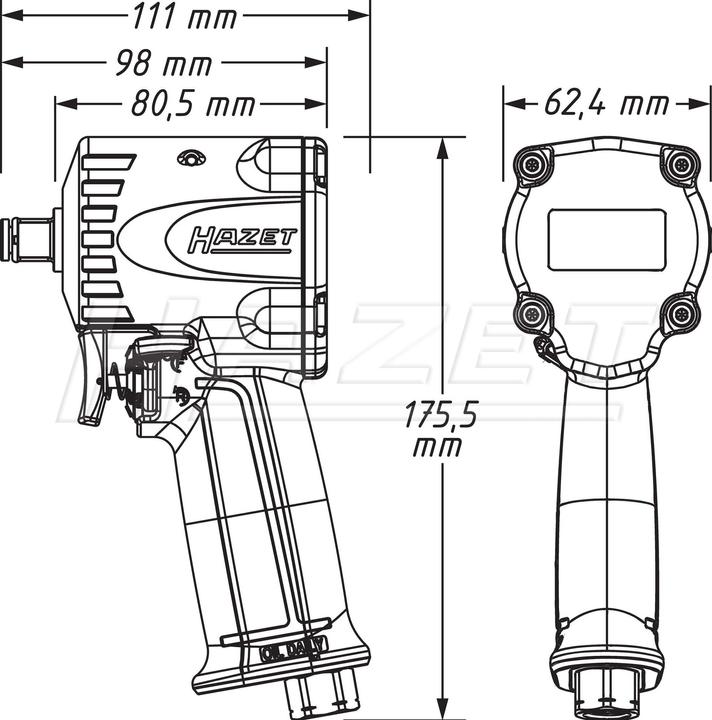 Produktbild HAZET Schlagschrauber ∙ extra kurz 9012M-1 ∙ Lösemoment maximal: 1200 Nm ∙ Vierkant 12,5 mm (1/2 Zo… (Druckluft)