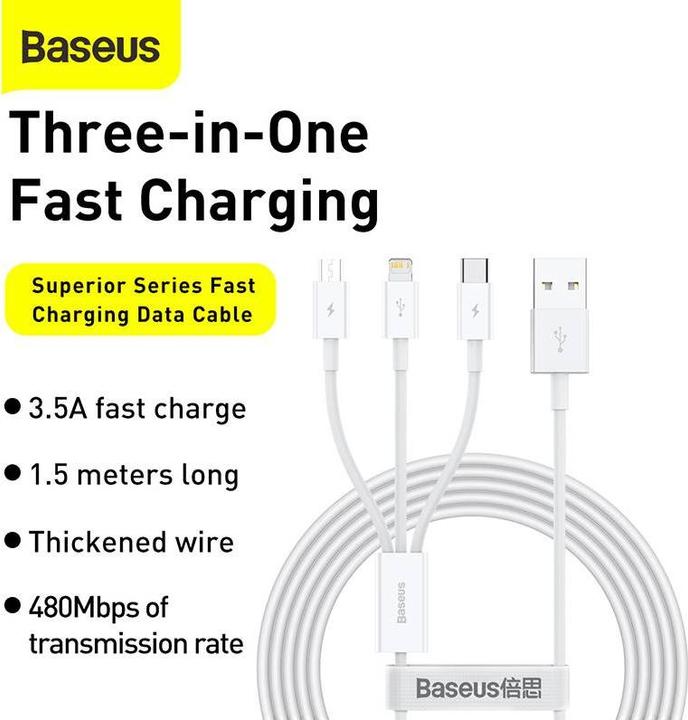 Produktbild Baseus 3 in 1 Multicharger USB-Cable (1.50 m, USB 2.0)