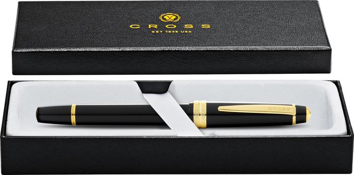Productafbeelding Cross Rollerball Bailey licht glanzend zwart, goudkleurige afspraken in geschenkverpakking (Zwart/Goud)