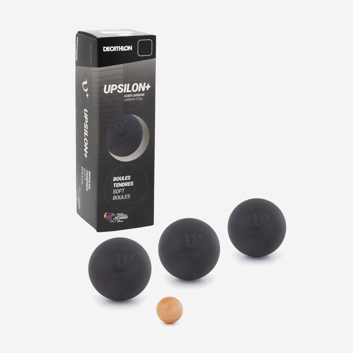 Geologic 3 Upsilon+ Soft Competition Petanque Boules - Black (3 x, 72 mm)