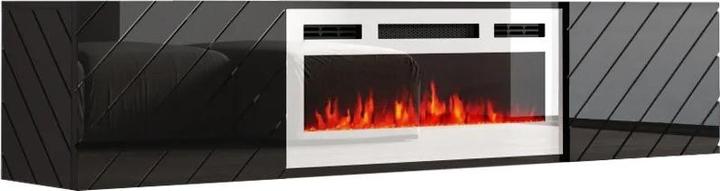Produktbild Cama RTV LUXE Schrank 182 6x34 5x37 5 schwarz/schwarz glänzend + weisser Kamin