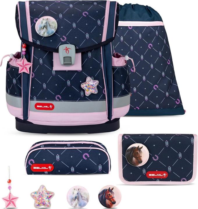 Belmil CLASSY Plus Schulrucksack-Set Midnight Gallop (19 l)