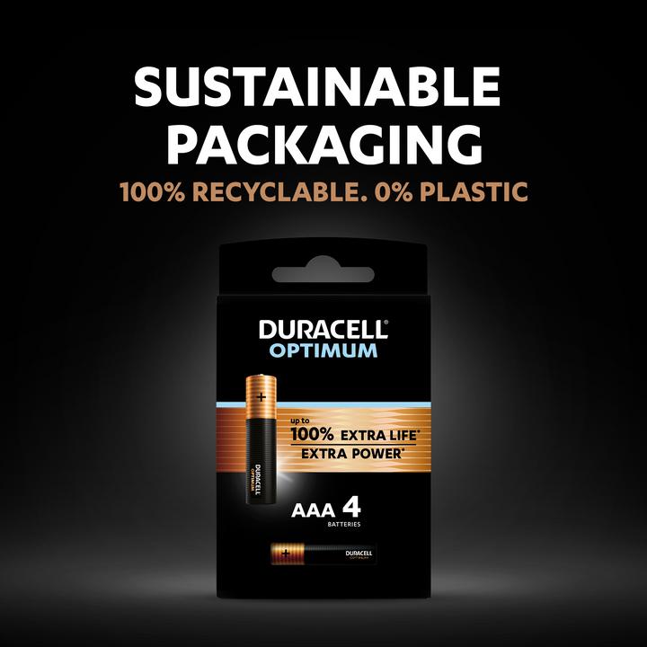 Immagine prodotto Duracell Pile AAA Optimum da 4 pezzi (4 pz., AAA)