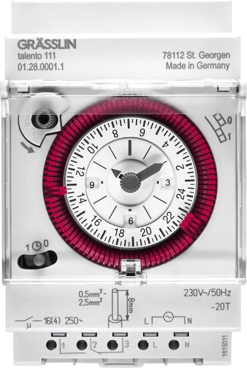 Produktbild Elbro REG-Schaltuhr talento 111 1-0-Uhr plombierbar mit Steckklemmen