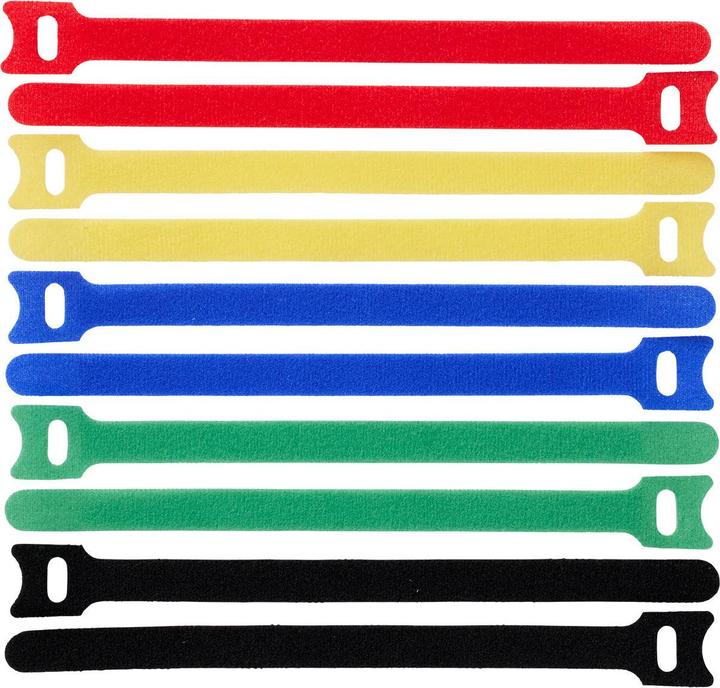 ProXtend Crochet et boucle 20cm x 12mm Multi 10pcs (Serre-câbles velcro, 200 mm, 10 pcs)
