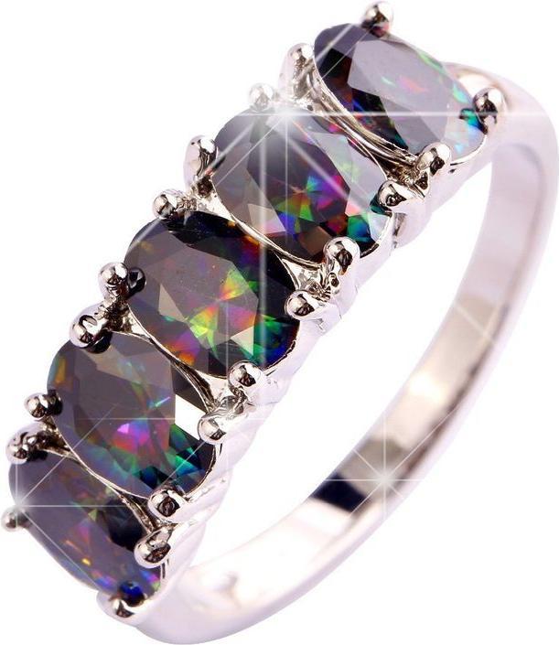 Produktbild Hermex versilberter Ring mit Regenbogen Topas - Gr. 57 / Size 8 (57)
