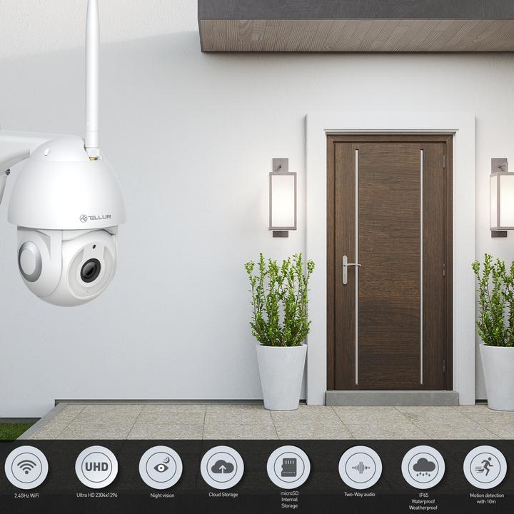 Actual product image Tellur Smart WiFi Outdoor Camera 3MP, UltraHD, Autotracking, PTZ white (2304 x 1296 Pixels)