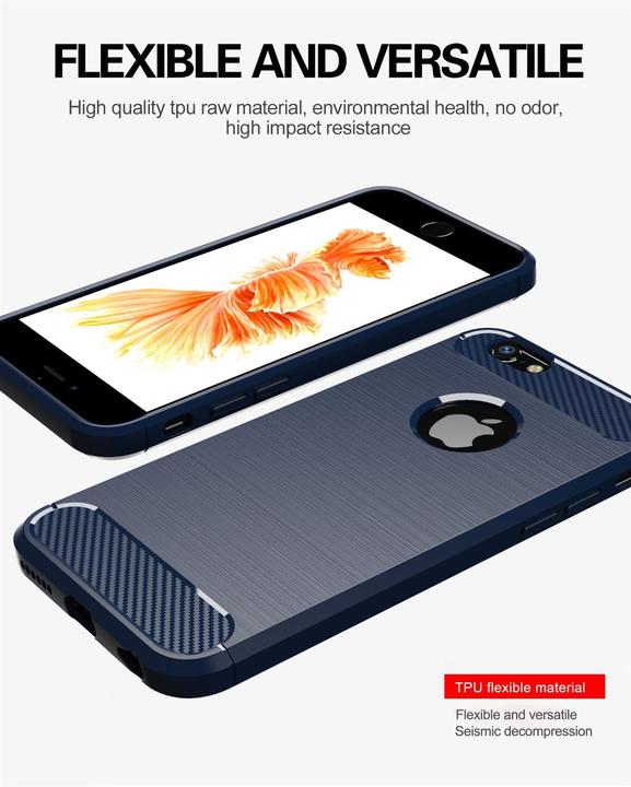 Actual product image Cadorabo TPU Ultra Slim carbon stainless steel combo cover (Apple iPhone 6)