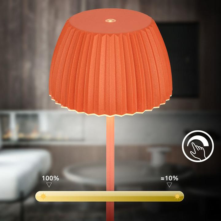 Actual product image Briloner Brilo unplugged RIFFLE Akku Tischleuchte mit Lichtkante - Orange (200 lm)