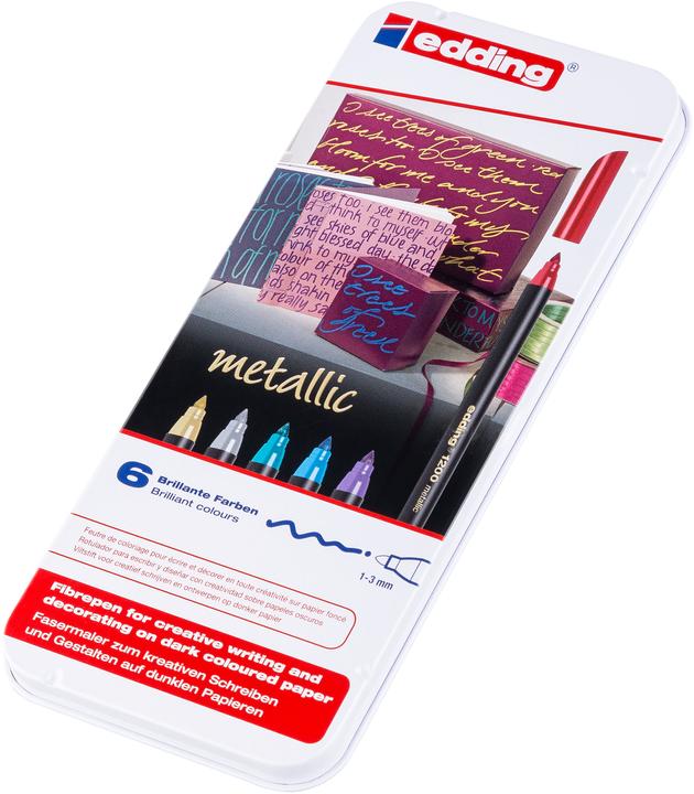 Actual product image Edding Fibre pen 1200 Set of 6 (Silver, Violet, Green, Gold, Blue, Red, 6 x)