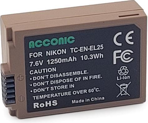 Produktbild Acconic Akku mit USB-C Input für Nikon EN-EL25 f. Nikon Z30 Z50 Z fc (Akku)
