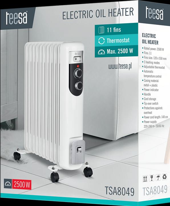 Produktbild Teesa TSA8049 Elektrischer Ölheizer Weiss 2500 W (2500 W)