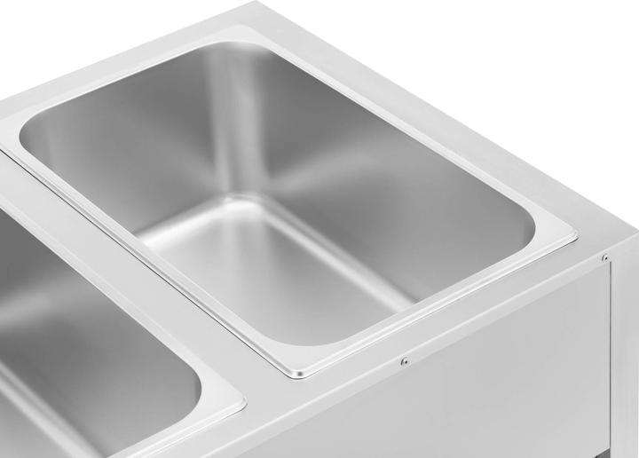 Produktbild Royal Catering Bain Marie mit Unterbau Speisenwärmer 1265 W 2 x GN 1/1 mit Deckel