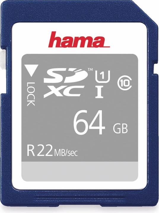 Actual product image Hama SDXC 64GB Class 10 UHS-I 22 MB/s (64 GB, SDXC, U1, UHS-I)