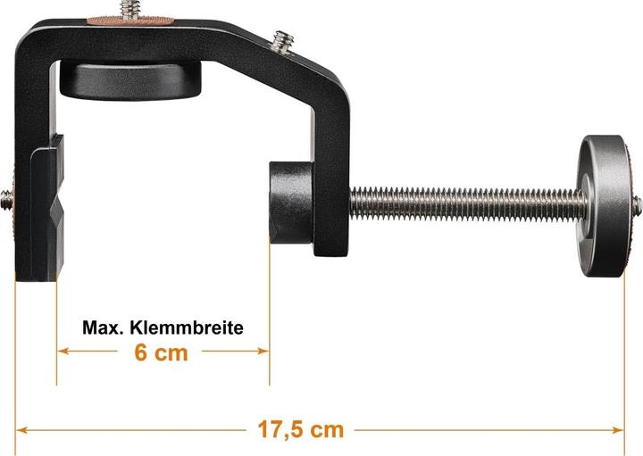 Actual product image Walimex pro per KX-25 tripod clamp with ball head (Stand clamp)