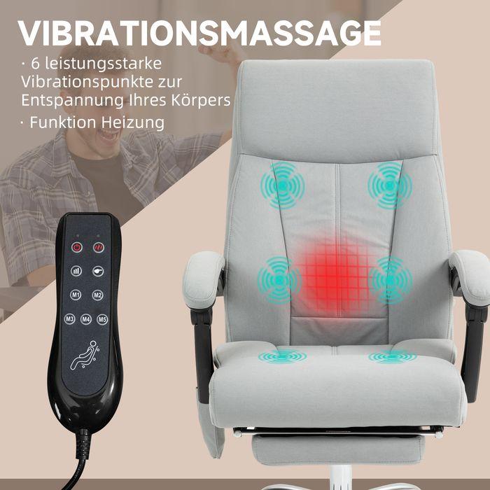 Image du produit Swisshandel24 Chaise de bureau avec fonction massage, ergonomique avec fonction chaise longue, chauffage
