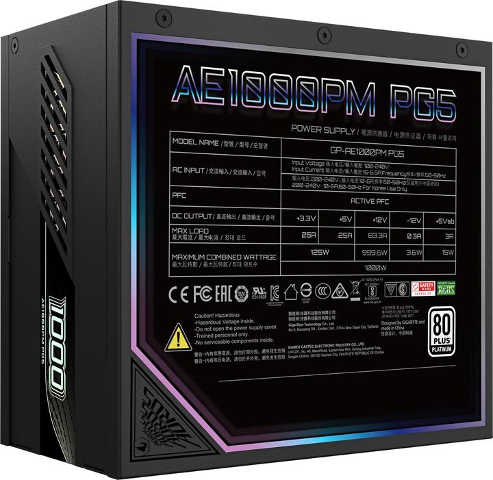 Actual product image Gigabyte AORUS ELITE P1000W 80+ Platinumm (1000 W)