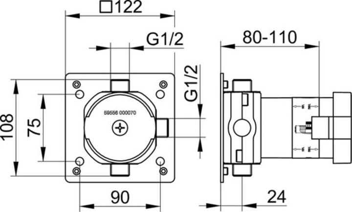 Actual product image Keuco Base body for IXMO diverter valve for 2 consumers