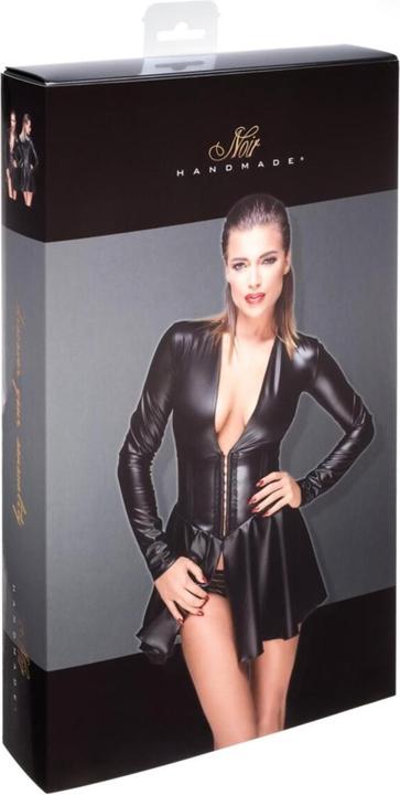 Productafbeelding Noir Handmade Powerwetlook mini jurk met lange mouwen (S)