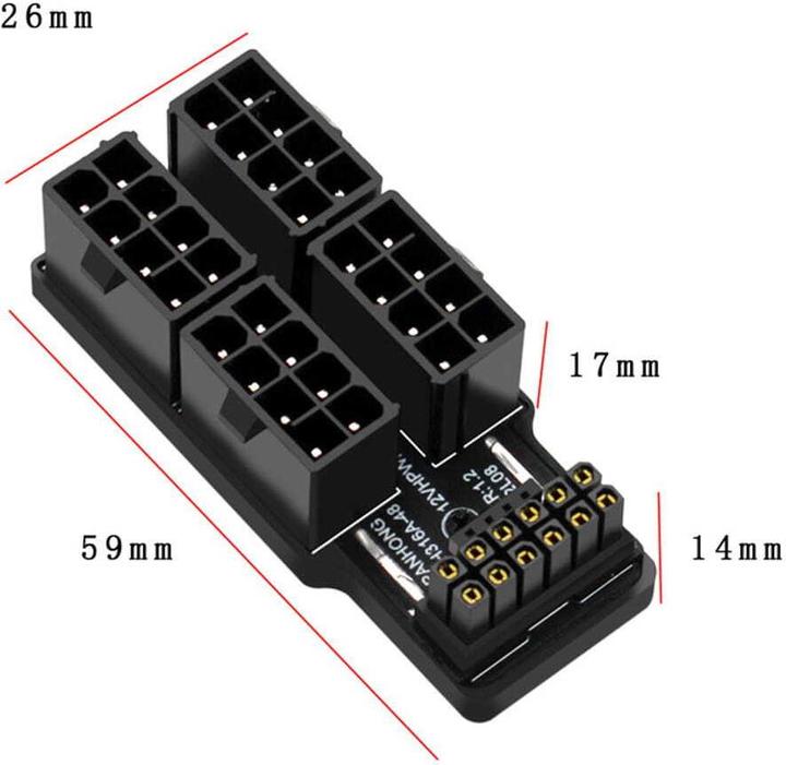 Produktbild Phobya ZK 12VHPWR Adapter 180 Grad 16Pin to 4x8Pin - White Right