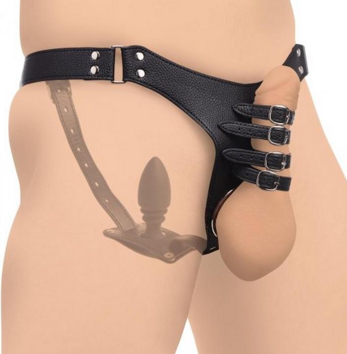 Actual product image XR Brands Penis Chastity Belt With Silicone Anal Plug